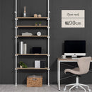 つっぱり式オープンラック〔幅90cm〕 突っ張りラック 5枚 棚板無段階 壁面収納 オープンラック リビング ぼん家具