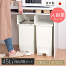 SOLOW ペダルオープンツイン45L〔2個セット〕 ゴミ箱 45リットル 45L ごみ箱 ダストボックス 2個セット キッチン ペダル式 キャスター付き 蓋 フタ付き おしゃれ 両開き 袋止め 抗菌加工 リス ぼん家具