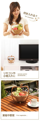 りんごバスケット〔小〕 キッチンラック かご カゴ 籠 キッチン収納 バスケット バンブーバスケット インテリア 家具 おしゃれ 北欧風 シンプル おすすめ 人気 ぼん家具