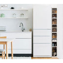 オーダーすき間ラック ハイタイプ〔扉付き〕幅28～30cm 隙間収納 ラック 扉付き 10段 可動棚 ハイタイプ 本棚 スリム 木目調 オーダー ぼん家具