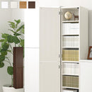 オーダーすき間ラック ハイタイプ〔扉付き〕幅34～35cm 隙間収納 ラック 扉付き 10段 可動棚 ハイタイプ 本棚 スリム 木目調 オーダー ぼん家具