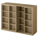 スライド本棚〔幅120cm〕 本棚 スライド 4段 可動棚  前後 2列 木目調 ラック コミック 漫画 大容量 収納棚 ぼん家具