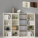 スライド本棚〔幅120cm〕 本棚 スライド 4段 可動棚  前後 2列 木目調 ラック コミック 漫画 大容量 収納棚 ぼん家具