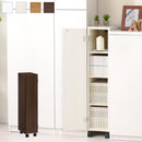 オーダーすき間ラック ロータイプ〔扉・キャスター付き〕幅20～21cm 隙間収納 ラック 扉付き キャスター付き 5段 可動棚 ロータイプ ワゴン 木目調 ぼん家具