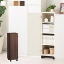 オーダーすき間ラック ロータイプ〔扉・キャスター付き〕幅31～33cm 隙間収納 ラック 扉付き キャスター付き 5段 可動棚 ロータイプ ワゴン 木目調 ぼん家具