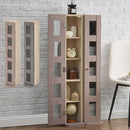 ディスプレイラック cd/dvdラック ガラス扉付き 5段 可動棚 韓国インテリア グレージュ 漫画 本棚 収納 スリム PUTUPUTU