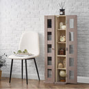 ディスプレイラック cd/dvdラック ガラス扉付き 5段 可動棚 韓国インテリア グレージュ 漫画 本棚 収納 スリム PUTUPUTU