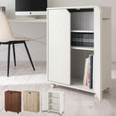 キャスター付き収納ラック 本棚 扉付き キャスター付き 3段 可動棚 ラック 収納棚 コミック A4 木目調 ぼん家具