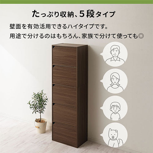 扉付きカラーボックス〔5段〕 ぼん家具のおしゃれな 本棚