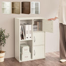 カラーボックス 2列 3段+2段 扉付き 多目的収納ラック 扉付き 3段＋2段 深型 2列収納 A4サイズ 対応 ぼん家具