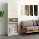 シンプル木製ラック幅60cm〔扉付き〕 本棚 ハイタイプ 扉付き 6段 可動棚 ラック コミック 漫画 大容量 A4 対応 北欧 ぼん家具