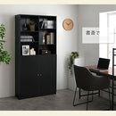 シンプル木製ラック幅90cm〔扉付き〕 本棚 ハイタイプ 扉付き 6段 可動棚 ラック コミック 漫画 大容量 A4 対応 北欧 ぼん家具