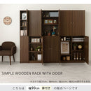 シンプル木製ラック幅90cm〔扉付き〕 本棚 ハイタイプ 扉付き 6段 可動棚 ラック コミック 漫画 大容量 A4 対応 北欧 ぼん家具