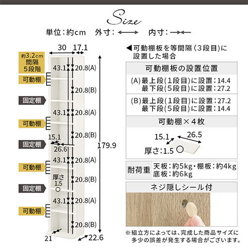 ハイタイプ本棚〔幅30cm〕