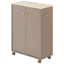 キャスター付き収納ラック 本棚 扉付き キャスター付き 3段 可動棚 韓国インテリア グレージュ PUTUPUTU