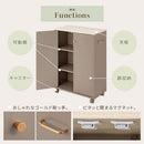 キャスター付き収納ラック 本棚 扉付き キャスター付き 3段 可動棚 韓国インテリア グレージュ PUTUPUTU