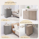 キャスター付き収納ラック 本棚 扉付き キャスター付き 3段 可動棚 韓国インテリア グレージュ PUTUPUTU