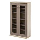 ガラス扉キャビネット〔2扉タイプ〕 ガラスキャビネット 2扉付き 6段 可動棚 韓国インテリア グレージュ 本棚 PUTUPUTU