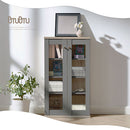 ガラス扉キャビネット〔2扉タイプ〕 ガラスキャビネット 2扉付き 6段 可動棚 韓国インテリア グレージュ 本棚 PUTUPUTU