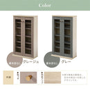 ガラス扉キャビネット〔2扉タイプ〕 ガラスキャビネット 2扉付き 6段 可動棚 韓国インテリア グレージュ 本棚 PUTUPUTU