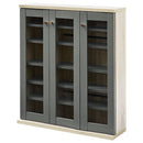 ガラス扉キャビネット〔3扉タイプ〕 ガラスキャビネット 3扉付き 6段 可動棚 韓国インテリア グレージュ 本棚 PUTUPUTU