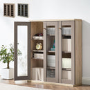 ガラス扉キャビネット〔3扉タイプ〕 ガラスキャビネット 3扉付き 6段 可動棚 韓国インテリア グレージュ 本棚 PUTUPUTU