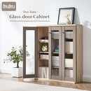 ガラス扉キャビネット〔3扉タイプ〕 ガラスキャビネット 3扉付き 6段 可動棚 韓国インテリア グレージュ 本棚 PUTUPUTU