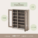 ガラス扉キャビネット〔3扉タイプ〕 ガラスキャビネット 3扉付き 6段 可動棚 韓国インテリア グレージュ 本棚 PUTUPUTU