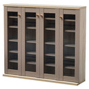 ガラス扉キャビネット〔4扉タイプ〕 本棚 書棚 ガラスキャビネット ガラス扉 ディスプレイラック コミック収納 ガラスショーケース 約 幅106cm 奥行26.2cm 高さ95cm カップボード CD DVD PUTUPUTU