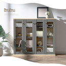 ガラス扉キャビネット〔4扉タイプ〕 本棚 書棚 ガラスキャビネット ガラス扉 ディスプレイラック コミック収納 ガラスショーケース 約 幅106cm 奥行26.2cm 高さ95cm カップボード CD DVD PUTUPUTU