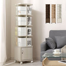 マルチタワーラック〔鍵付タイプ〕 本棚 回転 タワー ラック 扉付き 可動棚 鍵付き キャスター コミック ㏅ 大容量 縦収納 ぼん家具