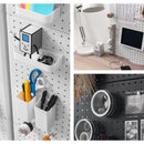 つっぱり式パンチングパネル パンチングボード 突っ張り 有孔ボード ペグボード パンチングパネル 磁石がつくボード 壁面収納 スチール フック付き 玄関 子供部屋 身支度 ぼん家具