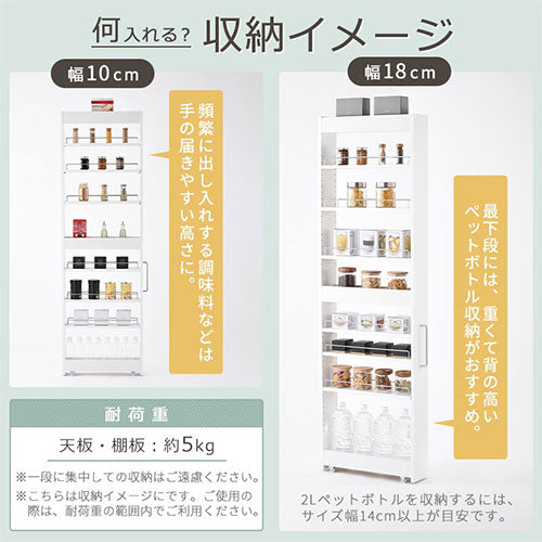 ゲキカグ隙間収納 キッチンラック スリム すき間ワゴンラック ハイタイプ 幅10～20cm 収納家具 キッチン収納の