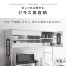 キッチンボード〔幅90cm／幅120cm〕 食器棚 レンジ台 キッチンボード レンジボード 大型レンジ 炊飯器 収納 大容量 コンセント カウンター天板 ガラス扉 引き出し キッチン 収納棚 ぼん家具