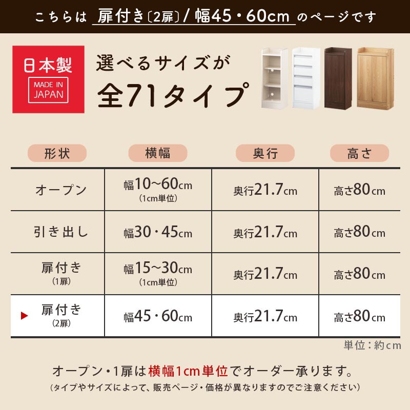 カウンター下収納〔扉・幅45cm・幅60cm〕
