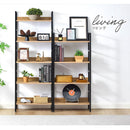 オープンラック L字棚 木製×スチール