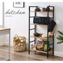 オープンラック L字棚 木製×スチール