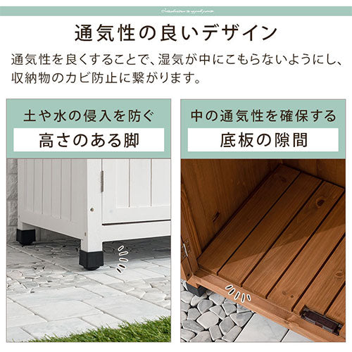 天然木ウッドストッカー 小サイズ 物置 屋外ストッカー おしゃれ ぼん