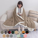 ブランケット　Lサイズ〔140×200cm〕 毛布 ブランケット ひざ掛け ダブル ボア付き 大判 ハーフケット 膝掛け おしゃれ 暖かい 厚手 あったかグッズ 北欧 冬 防寒 オフィス 140×200cm FRUTO