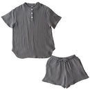 パジャマ〔半袖・レディース〕 パジャマ レディース 半袖 半ズボン S M L ルームウエア セット レディースパジャマ 3重ガーゼ 綿100% コットン 部屋着 前開き おしゃれ recorela ぼん家具