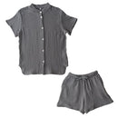 パジャマ〔半袖・レディース〕 パジャマ レディース 半袖 半ズボン S M L ルームウエア セット レディースパジャマ 3重ガーゼ 綿100% コットン 部屋着 前開き おしゃれ recorela ぼん家具