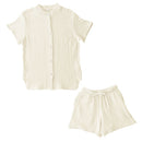 パジャマ〔半袖・レディース〕 パジャマ レディース 半袖 半ズボン S M L ルームウエア セット レディースパジャマ 3重ガーゼ 綿100% コットン 部屋着 前開き おしゃれ recorela ぼん家具