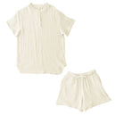 パジャマ〔半袖・レディース〕 パジャマ レディース 半袖 半ズボン S M L ルームウエア セット レディースパジャマ 3重ガーゼ 綿100% コットン 部屋着 前開き おしゃれ recorela ぼん家具