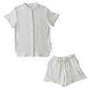 パジャマ〔半袖・レディース〕 パジャマ レディース 半袖 半ズボン S M L ルームウエア セット レディースパジャマ 3重ガーゼ 綿100% コットン 部屋着 前開き おしゃれ recorela ぼん家具