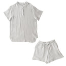 パジャマ〔半袖・レディース〕 パジャマ レディース 半袖 半ズボン S M L ルームウエア セット レディースパジャマ 3重ガーゼ 綿100% コットン 部屋着 前開き おしゃれ recorela ぼん家具