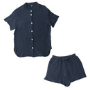 パジャマ〔半袖・レディース〕 パジャマ レディース 半袖 半ズボン S M L ルームウエア セット レディースパジャマ 3重ガーゼ 綿100% コットン 部屋着 前開き おしゃれ recorela ぼん家具