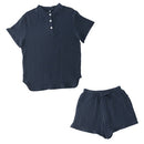 パジャマ〔半袖・レディース〕 パジャマ レディース 半袖 半ズボン S M L ルームウエア セット レディースパジャマ 3重ガーゼ 綿100% コットン 部屋着 前開き おしゃれ recorela ぼん家具