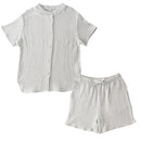 パジャマ〔半袖・男女兼用〕 パジャマ メンズ レディース 半袖 半ズボン S M L ルームウエア セット 3重ガーゼ 綿100% コットン 部屋着 前開き ボタン きれいめ おしゃれ recorela ぼん家具