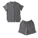 パジャマ〔半袖・男女兼用〕 パジャマ メンズ レディース 半袖 半ズボン S M L ルームウエア セット 3重ガーゼ 綿100% コットン 部屋着 前開き ボタン きれいめ おしゃれ recorela ぼん家具