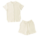 パジャマ〔半袖・男女兼用〕 パジャマ メンズ レディース 半袖 半ズボン S M L ルームウエア セット 3重ガーゼ 綿100% コットン 部屋着 前開き ボタン きれいめ おしゃれ recorela ぼん家具